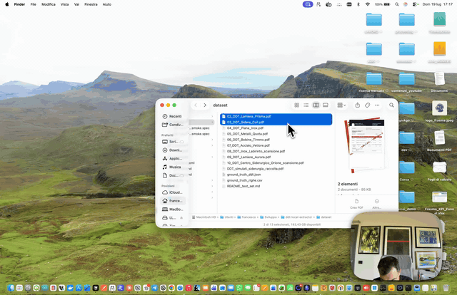 Demo di DDT Local Extractor in esecuzione locale